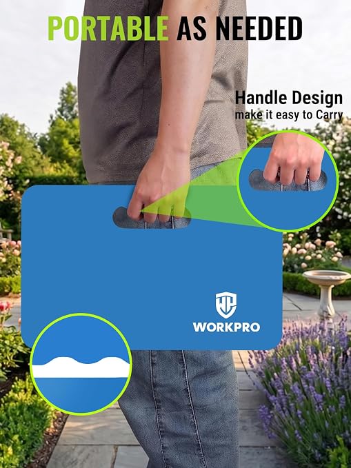 WORKPRO Extra Thick Kneeling Pad, 2 Pack, 17.5 x 11 x 1.5 in, Blue | Soft NBR Foam Cushioning for Knee, Large Foam Kneeler Mat, For Gardening, Bathing Baby, Exercise, Workout Supplies