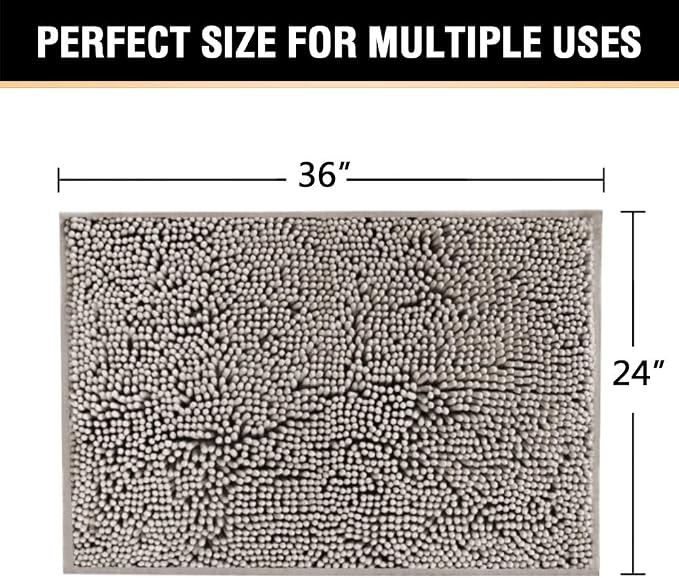 H.VERSAILTEX Bath Mat for Bathroom Non Slip Luxury Chenille Ultra Soft Bath Rugs 24x36 Absorbent Non Skid Shaggy Rugs Washable Dry Fast Plush Area Carpet Mats for Indoor, Bath Room, Tub - Dark Grey
