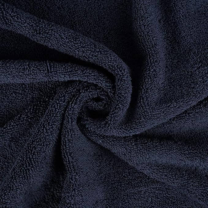 CASA COPENHAGEN Solitaire 6Pcs 100% Egyptian Cotton Large Designer Towels Gift Set- Grey Violet - Navy, 600GSM, 2Bath 2Hand 2Washcloths, Bath Towels for Bathroom Set for Women & Men