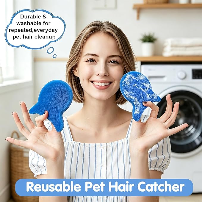 12 Pcs Pet Hair Remover for Laundry,Reusable Dog & Cat Hair Catcher Tool,Effectively Removes Fur,Lint and Dander from Clothing and Bedding,Safe for Washing Machines and Dryers