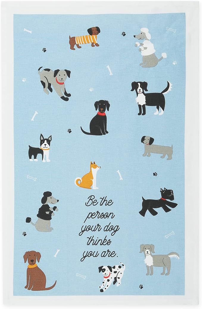 DII Everyday Pets Kitchen Collection Absorbent Dishtowel Set, 18x28, Dog Person, 3 Count