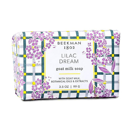 Beekman 1802 Goat Milk Soap – Moisturizing Hand & Body Soap Bar with Shea Butter & Botanical Oils, Triple-Milled, Non-Drying, Made for Sensitive Skin, Lilac Dream 3.5 oz