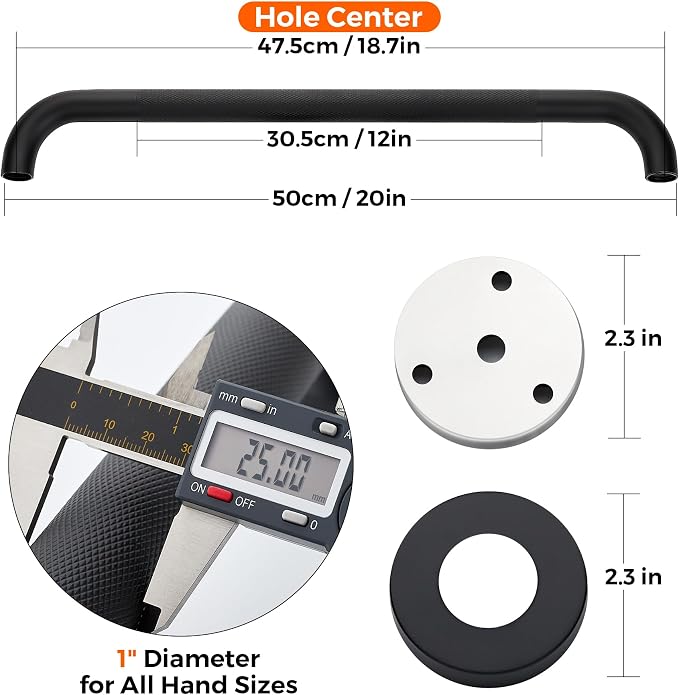 Grab Bars for Shower, 2 Pack 20-Inch Anti Slip Shower Handles for Elderly, Safety Shower Grab Bar, Stainless Steel Handicap Grab Bars for Bathroom (Black 1" Diameter)