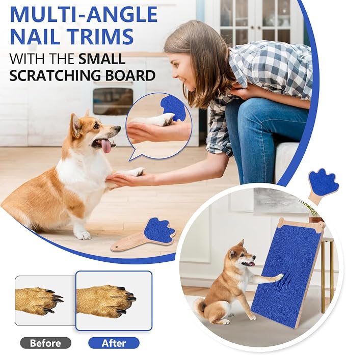 Dog Scratch Board Large Scratching Pad Multi-Functional Trimming Tool Alternative to Dog Nail Clippers and Pet Grinders Pet Nails Care for Dogs&Cats,Interactive Grooming Tool