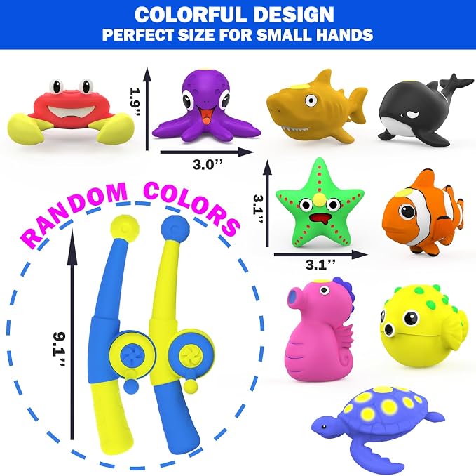 Color Changing No Hole Magnetic Fishing Bath Toys for Kids Toddlers Baby(6 Pcs)