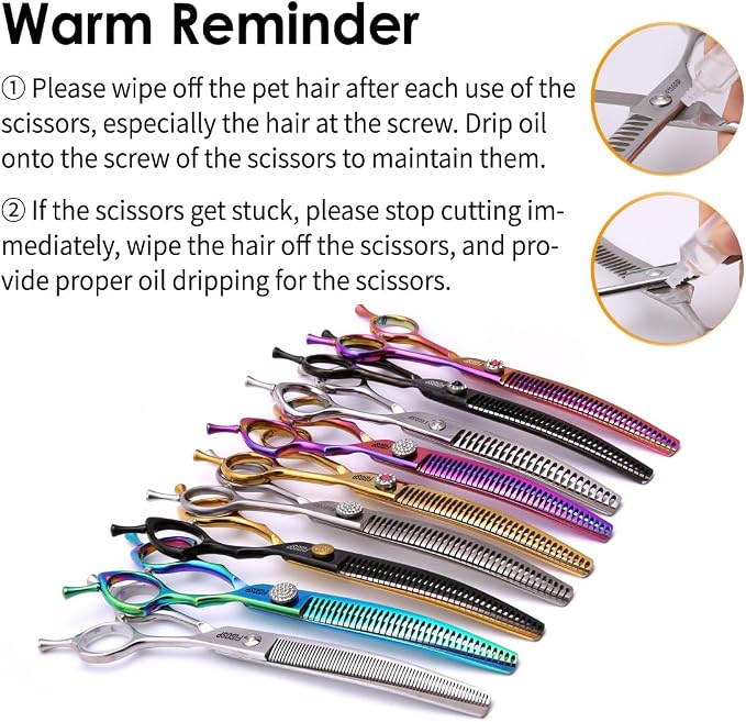Multipurpose Curved Chunker Shears 7.0'' Professional Dog Grooming Scissors Downward Thinning Shears for Small Medium Pet 75% Thinning Rate(GOLD)