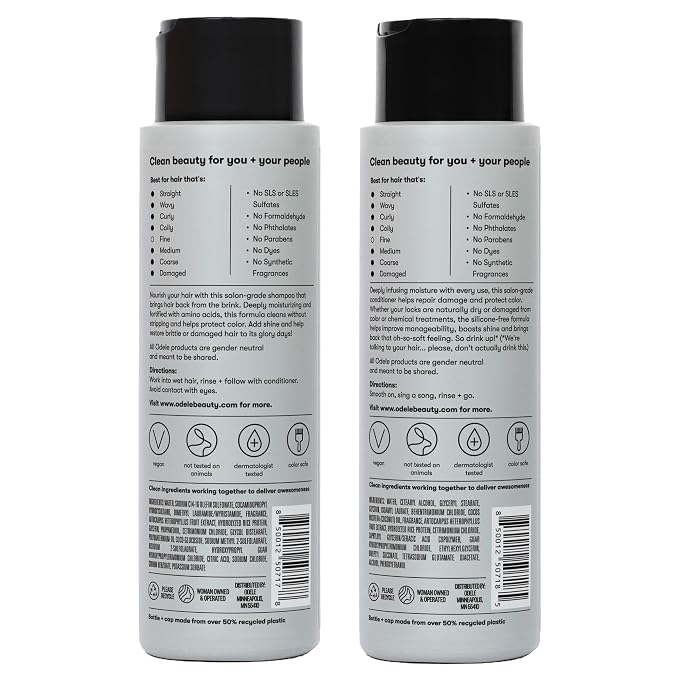 Odele Moisture Repair Sulfate-Free Shampoo & Conditioner Set, 13 fl oz Each | Vegan, color-safe duo restores dry, damaged strands with argan, jojoba, & coconut oils for medium to coarse hair