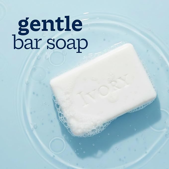Ivory Gentle Bar Soap, Designed for Whole Family, 99.44% Pure Formula, Plant-Based Cleanser, Made Without Heavy Perfumes, Parabens & Phthalates, For All Skin Types, Original Scent, 3.17 oz (3 Count)