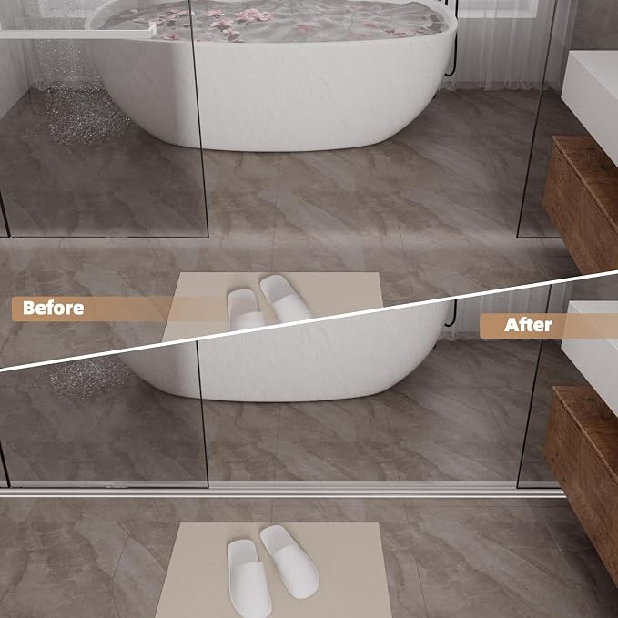 78” Transparent Shower Threshold Water Dam Stopper for Dry and Wet Separation,Self Adhesive Collapsible Walk in Shower Splash Guard Seal Strip,Silicone Sink Edge Water Barrier for Bathroom,Kitchen