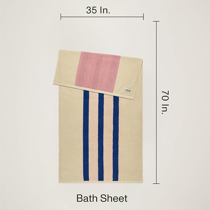 Everlayer Luxury Bath Sheets - Reversible 2 in 1 Design, 35"x 70", 1 Piece, 550 GSM - 100% Combed Cotton, Ultra Soft, Thick Bath Sheet, Made in Portugal (Calamine Sky-Janus)