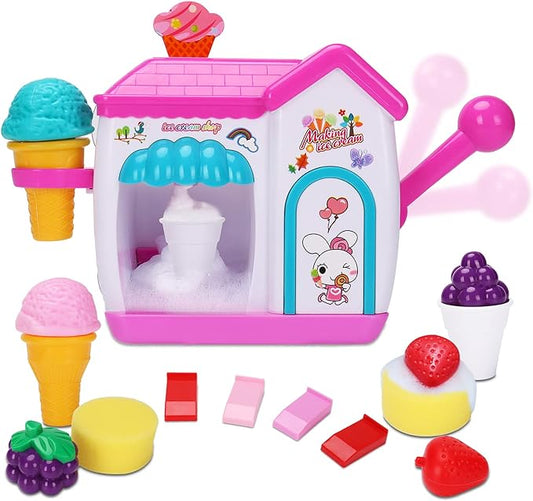 AugToy Bath Toys for Toddlers 3-5 Years, Ice Cream Foam Maker Bath Toys for Kids Ages 4-8, Bubble Pretend Cake Play Set Bathtub Water Toys Age 3 4 5 Year Old Girls Boys Holiday Birthday Gifts Idea