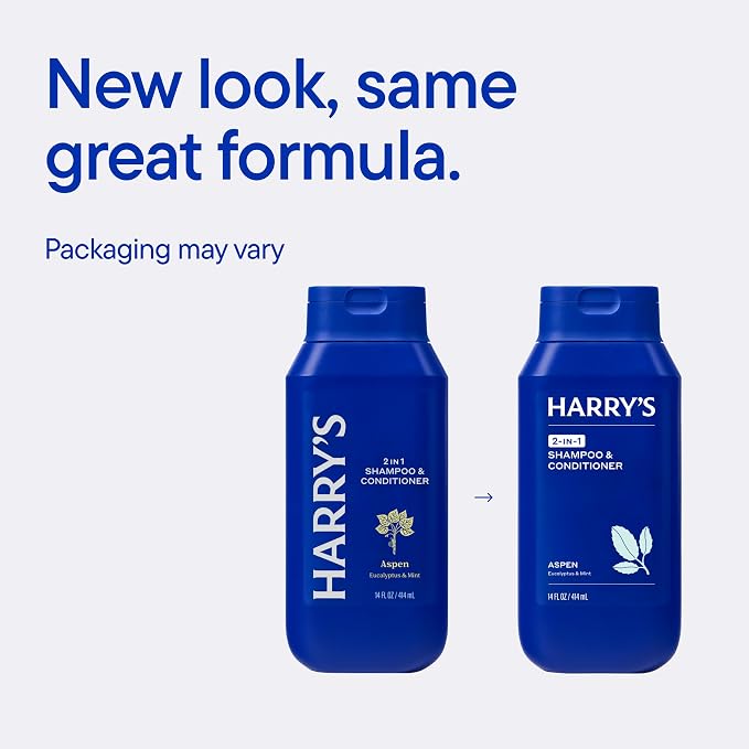 Harry's Men's 2 in 1 Shampoo and Conditioner for All Hair Types - Aspen Scent - (3 Pack) 14 fl oz - No Parabens or Sulfates