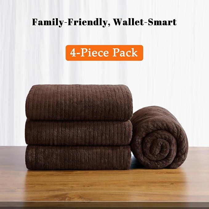 Bath Towels Set of 4 Extra Large 35 x 70 Inches,Luxury Thick High Absorbent and Quick Dry Bath Sheet,Ultra Soft Microfiber,Bathroom,Beach,Yoga,Sport,SPA,Fitness (Brown)