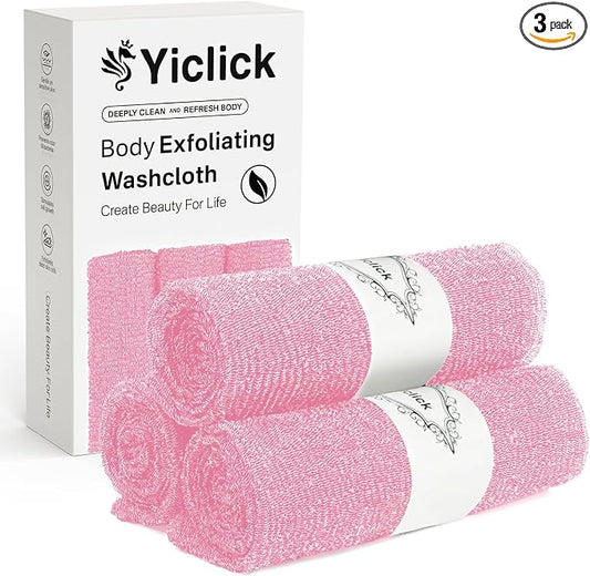 Yiclick Exfoliating Washcloth Towel- Exfoliating Body Scrubber Exfoliator, Back Scrubber for Shower Bath, Exfoliate Rags Wash Cloths, Loofah Lufa Sponge, Body Scrub & Exfoliation Women Men