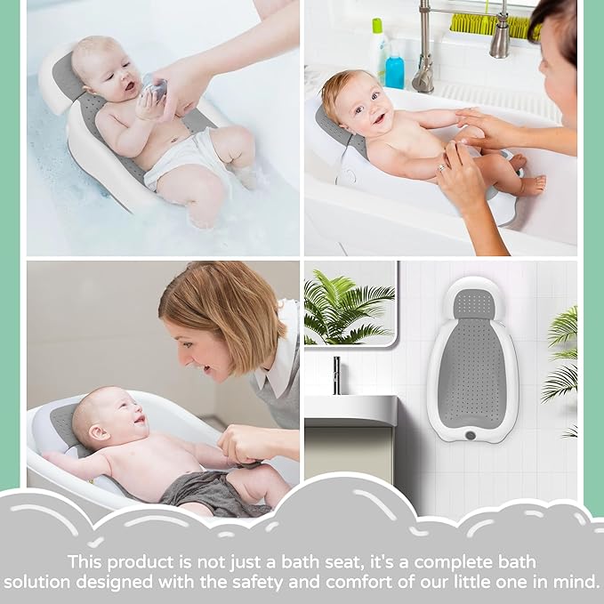 babove Baby Bath Support | Newborn Bathtub,Ideal for Babies Less Than 6 Months Old with Thermometer Baby Bather, Baby tubs for Baby tubs for Newborn Essentials Must Haves-Baby tub (Gray)