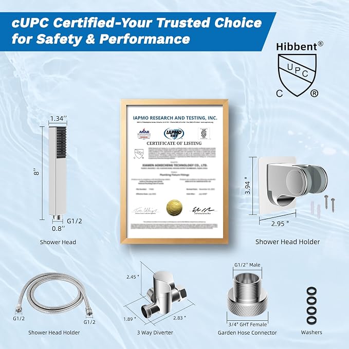 Hibbent cUPC Certified All Metal Dog Sprayer Attachment Set, Stainless Steel Pet Shower Sprayer for Dog Washing & Bathing, 4 Sprays Handheld with Pause Mode, Brass Shower Arm Diverter &119" Hose