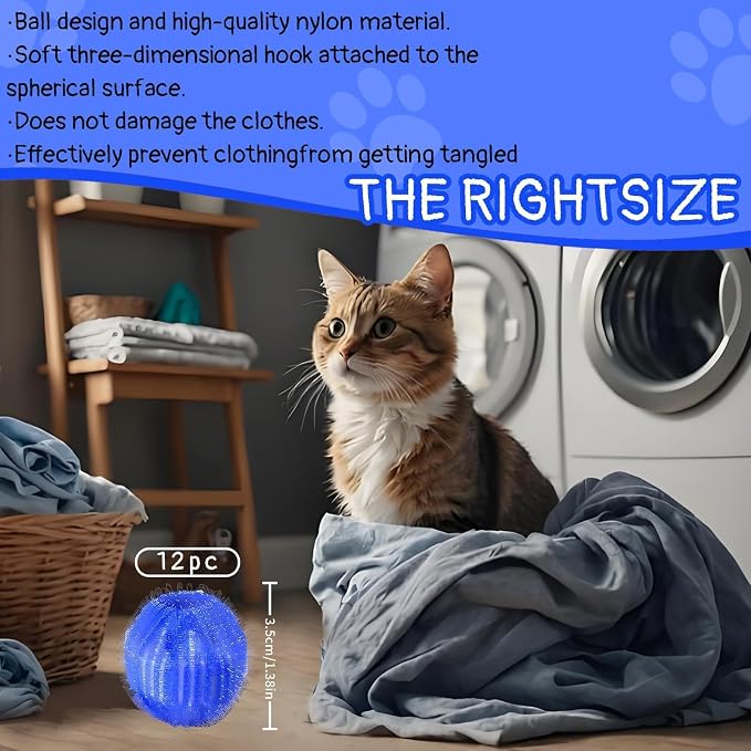 12Pcs Pet Hair Remover for Laundry, 2026 Reusable Dog & Cat Hair Remover, Efficient Debris, Hair Cleaner, Pet Hair Catcher for Clothes, Bedding, Washing Machine Hair Catcher ((Small))
