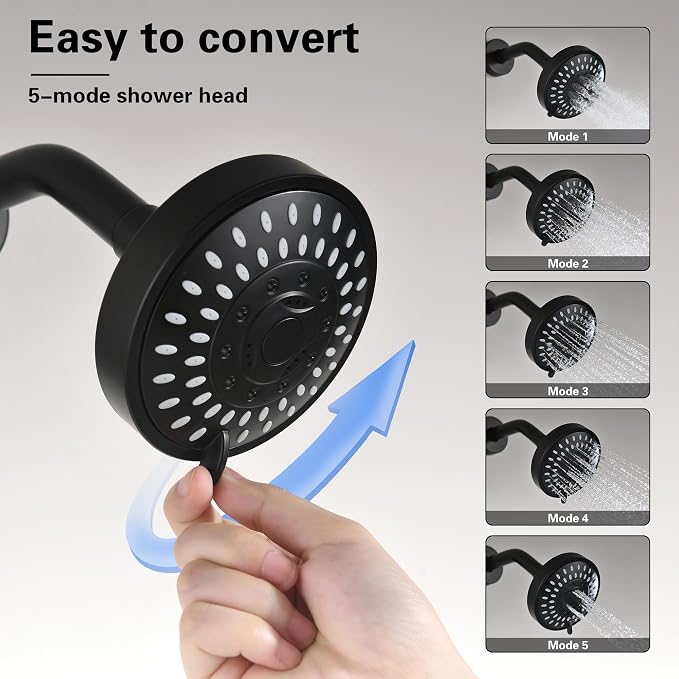 3 Handle Tub Shower Faucet Matte Black Shower Tub Faucet Set 3 Knob Bathtub Shower Faucets Sets Complete BY3HSTB-1