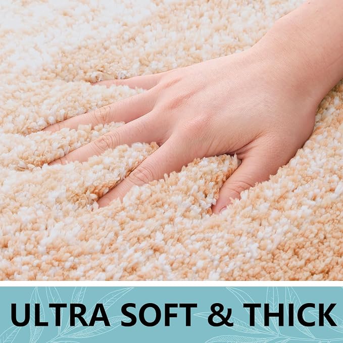 Arotive Microfiber Bathroom Rugs, Shaggy Soft and Absorbent Bath Rug, Thick Plush Machine Washable Dry Bath Mats for Bathroom, Tub and Shower, 54x24, Peach, Rectangular
