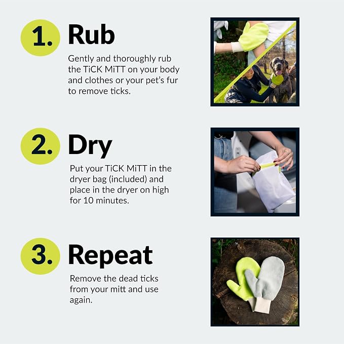 TiCK MiTT Pink Tick Removal Glove for Pets & People: Gently Remove Ticks with Ease - Chemical-Free, Durable, Portable Tick Management Tool for Outdoor Adventures & Everyday Use