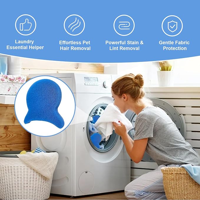 12 Pcs Pet Hair Remover for Laundry,Reusable Dog & Cat Hair Catcher Tool,Effectively Removes Fur,Lint and Dander from Clothing and Bedding,Safe for Washing Machines and Dryers