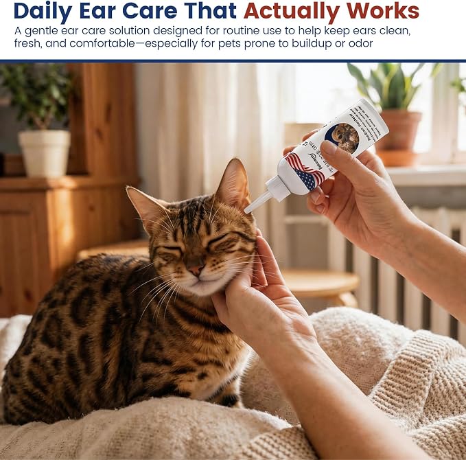 Petnanny Dog Ear Cleaner Solution, Cat Ear Cleaner Non-Stinging Ear Drops, Silver Ion & Botanical Formula for Gentle Daily Ear Care, Soothes Itching, and Removes Ear Debris Dirt, 4 fl oz