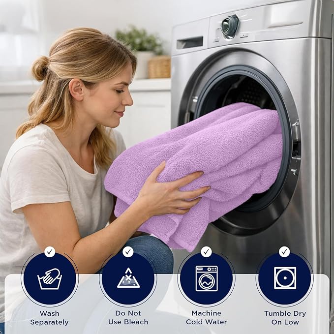 DAN RIVER 2 Pack Luxury Bath Sheets 35x70, 600 GSM, Soft & Quick Dry 100% Ring Spun Cotton Towels Ideal for Hotels, Spas, Gyms & Salons Extra Large, Lavender