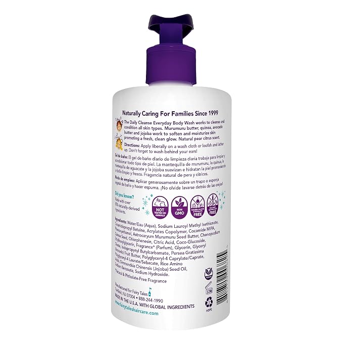 Fairy Tales Daily Cleanse Kids Body Wash | Kids Soap With Gentle, Clean Natural Ingredients | Sulfate Free, Silicone Free, Body Wash for Boys and Girls - 16 oz. (2 Pack)