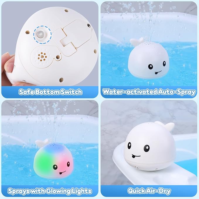 Gigilli Baby Bath Toys, Light up Bath Toys for Kids Ages 1-3, Pool Water Toys 1 Year Old Boys Girls Gifts, 6-12-18 Months Baby Whale Bath Toy Sprinkler, Toddler Fountain Bathtub Water Table Toy