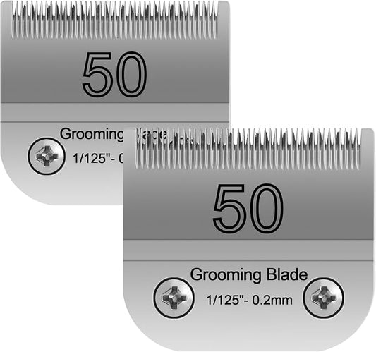 #50 Blade Dog Grooming Compatible with andis/wahl/Oster Clipper A5 Series | Size 50 0.2mm 1/125” Series A5 Blade, Pet Clipper Grooming Replacement Blade, Detachable, Stainless Steel, Pack of 2