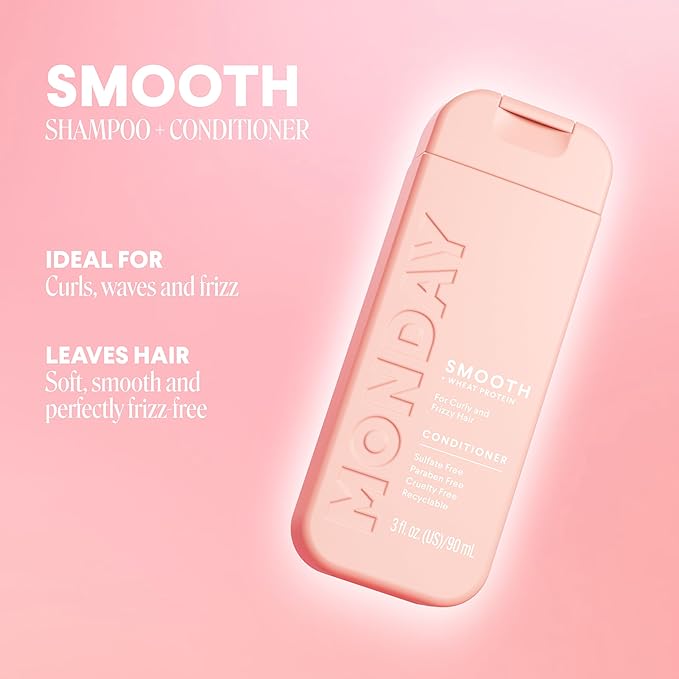 MONDAY Haircare SMOOTH Shampoo + Conditioner with Wheat Protein & Avocado Oil for Frizz-Prone Hair 90 mL (Dual Set)