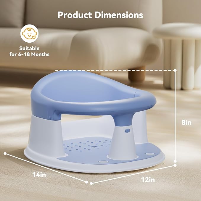 Baby Bath Seat for Babies 6 Months & Up - 360° Protection Bath Seats for Babies Sitting Up | Baby Bath Chair with Temperature Alert & Cushion | Toddler Bath Seat Newborn Infants Baby Bathtub Seat