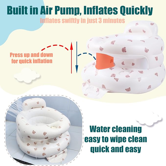 Upgraded Inflatable Baby Seat for Babies 3-36 Months, Inflatable Baby Chair Sit Me Up Floor Seat for Baby, Back Support Baby Seats for Infants for Sitting Up with Built in Air Pump