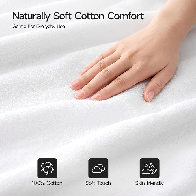 REDKISS 2 Pack Bath Towels Set, 35 X 70 Inches Oversized Bath Sheets, White | 100% Cotton, Ultra Soft, Super Absorbent, Quick Dry Large Bathroom Towels for Bathroom, Gym, Spa, Pool, Hotel & Family Use