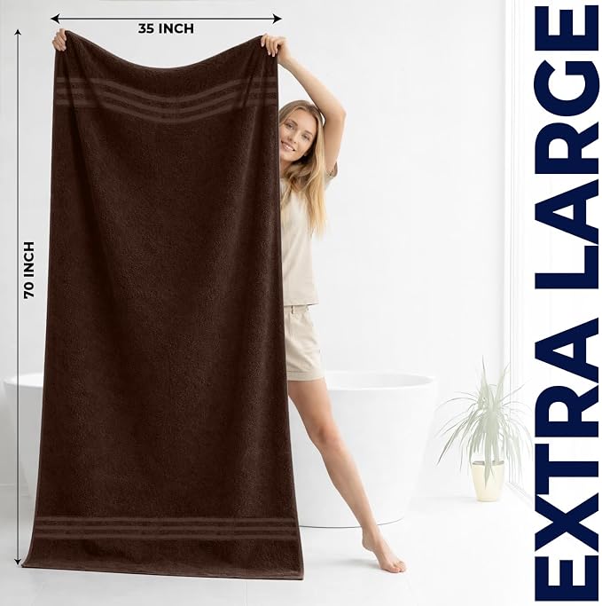 DAN RIVER 2 Pack Bath Sheets Extra Large 35x70, Large Bath Towels for Adults, XL Oversized Heavy Duty Towel Set, 600 GSM 100% Ring Spun Cotton, Soft Quick Dry, Brown