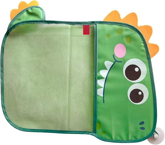 Kids Bath Toy Storage Bag, Cartoon Dinosaur Mesh Hanging Organizer with Suction Cups, Large Capacity Toy Holder for Baby Toddler Bathroom Bathtub