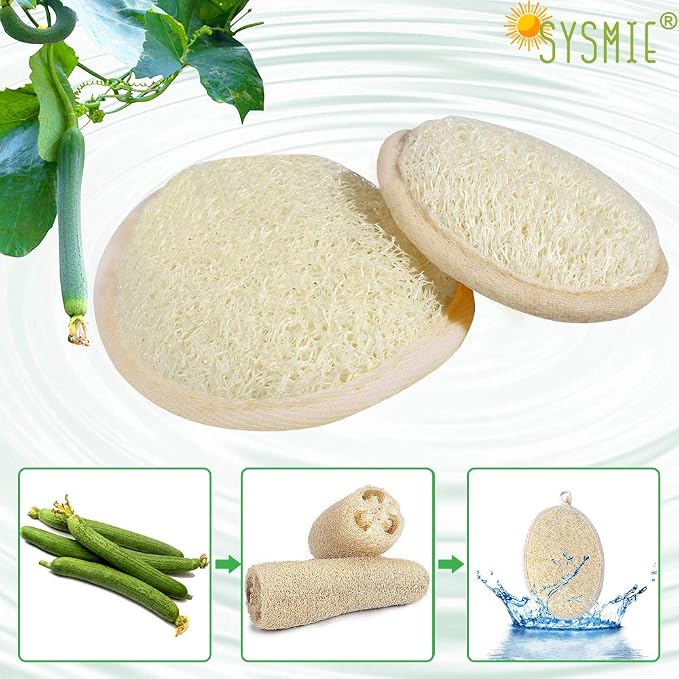 3 Packs Exfoliating Loofah Sponge Pads,Large 5”x 7”-100% Natural Luffa and Terry Cloth Materials,Premium Loofa Sponge Scrubber Body Glove Close Skin for Men and Women,Perfect for Bath Spa and Shower