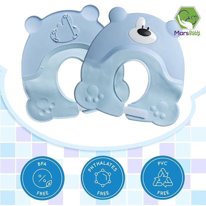 Mars Baby Shampoo Bath Visor - Shower Cap Keeps Water out of Babies Eyes During Bath Time - Adjustable Baby Shampoo Cap - Toddlers, Babies, Children - Blue
