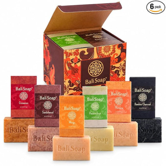 Bali Soap Natural Bar Soap, 6 Bars Tropical Collection Gift Set | Handmade in Bali, Plant Based & Cold process