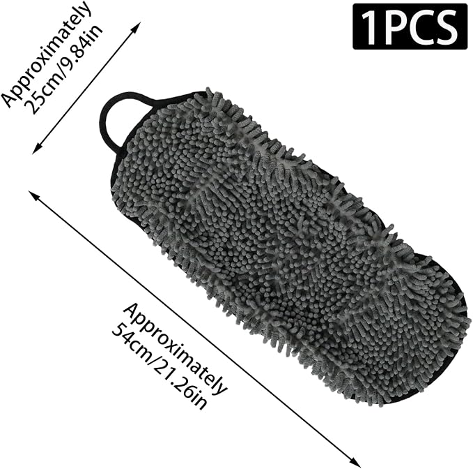 1 Pcs 21x10 Inches Super Absorbent Dog Towel, Grey Quick Drying Pet Grooming Towel with Hand Pockets, Soft Bath Towels for Shower & Bath Supplies/Dogs and Cats