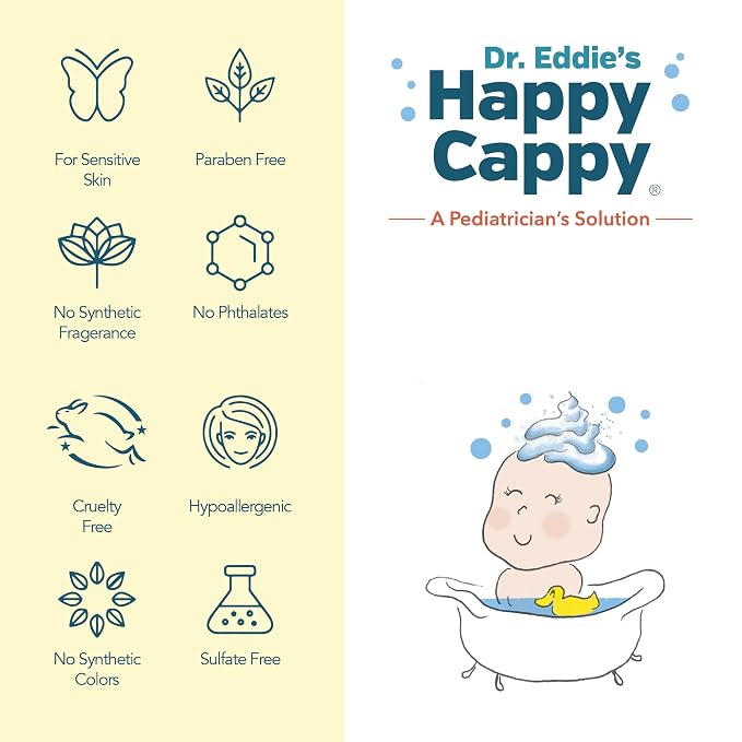 Happy Cappy Baby Shampoo and Body Wash - Eczema Body Wash for Kids & Toddlers, Helps with Dryness, Reduces Itching and Redness, Dermatologist Tested, Fragrance Free - 8 Fl Oz (Pack of 2)