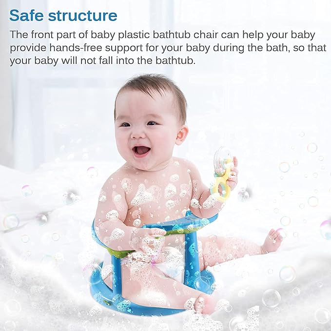 Baby Bath Seat， Portable Toddler Child Bathtub Seat for 6-18 Months，Newborn Baby Bath Seat，Infant Cute Bathtub Support，with Backrest Support and Suction Cups Tub Seats for Babies (Blue)