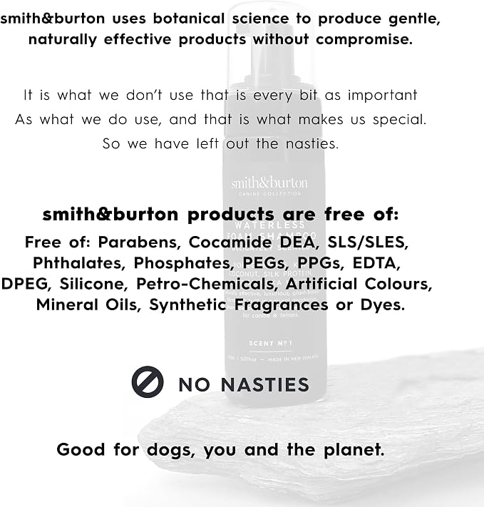 smith&burton Waterless Foam Shampoo for Dogs & Cats, Delicately Scented, No Rinse Dry Shampoo Foam, Easy Grooming for Smelly Dogs, Odor Control, 5.07 Fl oz, 100% Natural, Requires No Water
