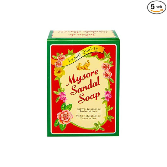 Mysore Sandal Soap 4.41 oz (125 Grams) Box, (Pack of 5)