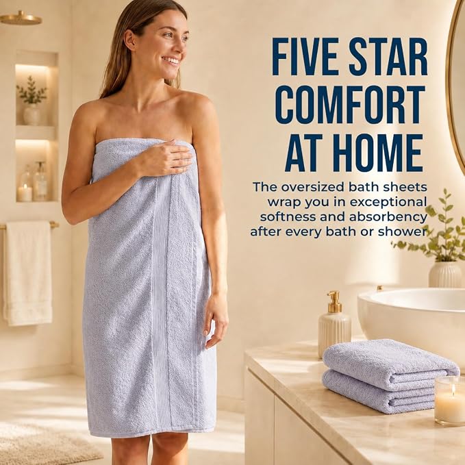 2 Pack Oversized Organic Cotton Bath Sheets 36x72 – Light Gray | Oversized 36x72 Organic Cotton Bath Sheets, 700 GSM Luxury Weight – Highly Absorbent, Quick-Dry, GOTS Certified 2 Pack