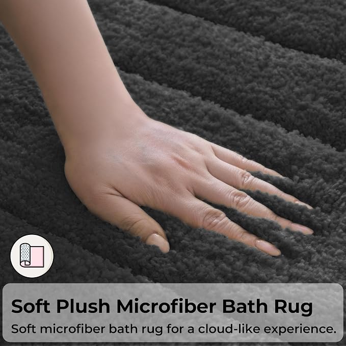 GRANNY SAYS Bathroom Rug Mat, Bath Mats for Bathroom Non-Slip, 24" x 36", Super Soft and Water Absorbent, Microfiber Bath Rugs, Machine Wash Dry, Large Bath Rugs for Floor, Charcoal Gray