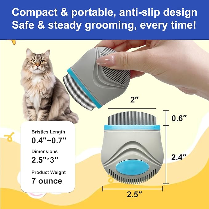 Face Comb for Dogs & Cats – Stainless Steel Pet Grooming Comb with Rounded Fine Teeth, Tear Stain Remover, Lightweight & Portable for All Furry Pets
