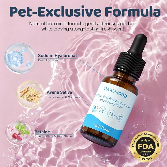 2PCS Concentrated Waterless Shampoo Essence with Pink Grooming Glove, No-Rinse & Lick-Safe Essence for Steam Brushes, Gentle Care for Cats/Kittens/Seniors, Manage Shedding & Freshness (2, Pink Glove)