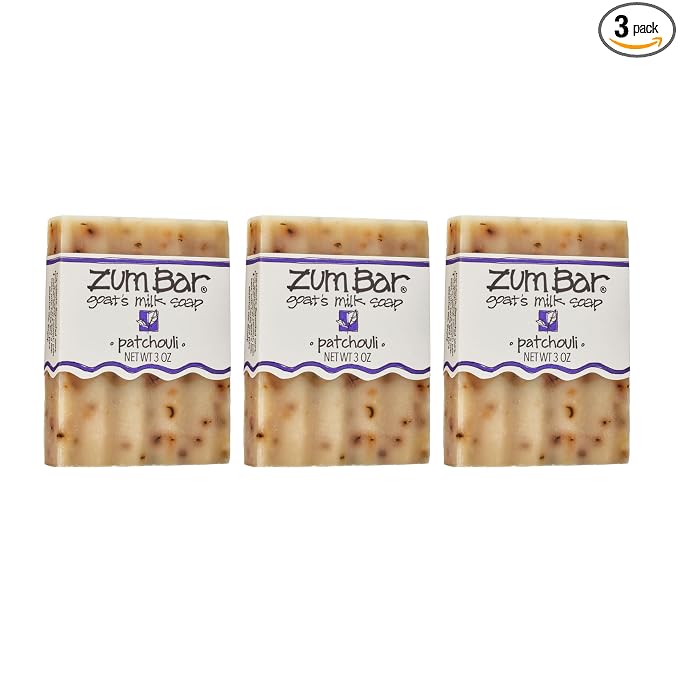 Zum Indigo Wild Goat's Milk Soap Bar - Bar Soap for Hands & Body Made with Essential Oils - 3 oz - Patchouli (3 Pack)