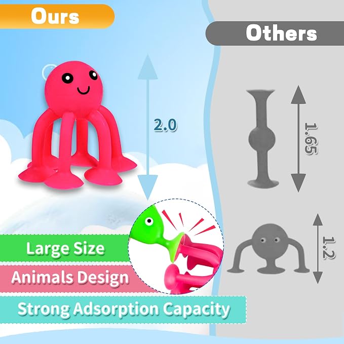 Suction Bath Toys for Kids, 18 Pcs Ocean Animal Suction Cup Toys with Eggshell & Bag, No Hole Mold Free Bath Toy, Sensory Window Building Toys for Toddlers Boys Girls 3 4 5 6 Year Old